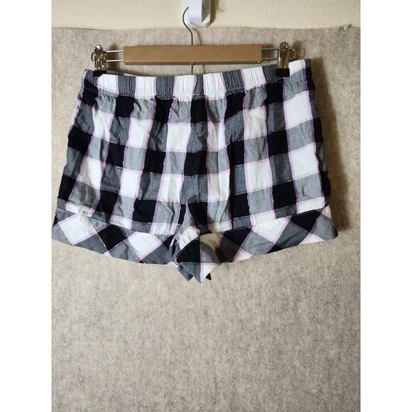VICTORIA'S SECRET Black Gray Plaid Gold Thread Shorts Pajama Set SZ M - Picture 11 of 13